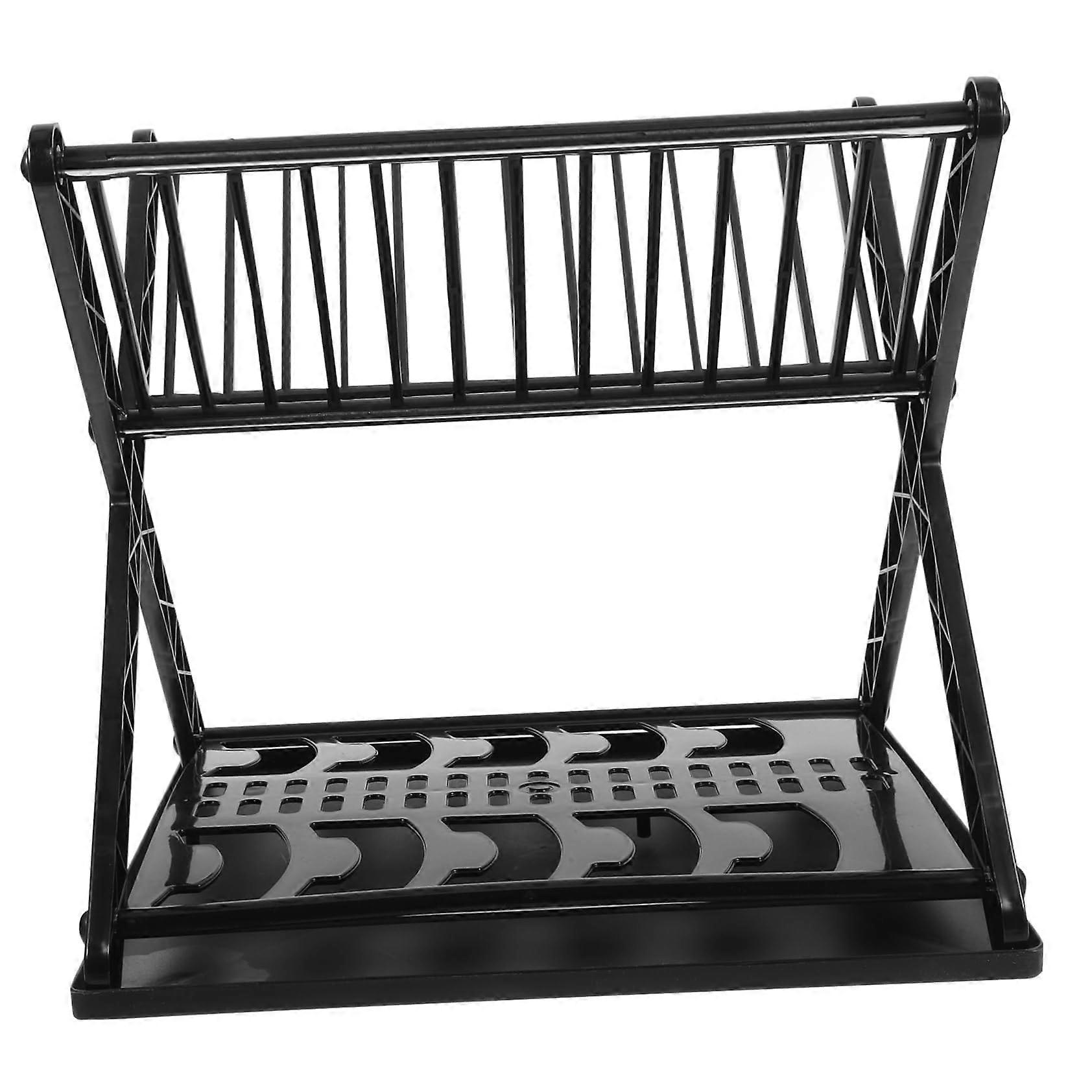 Dish Drying Rack with Drip Tray, Compact Dish Drainer for Kitchen Counter Plates and Bowls Organizer