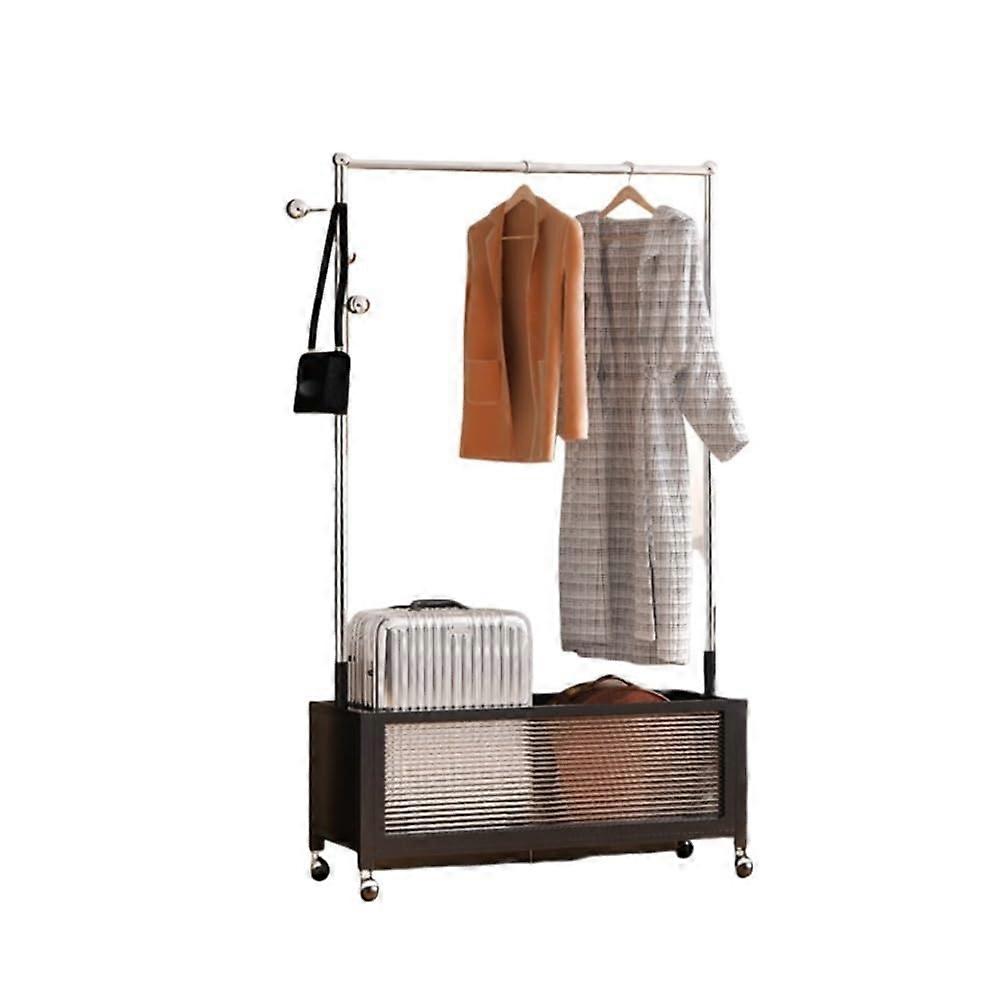 Heavy Duty Freestanding Clothes Rack with Storage, Movable Corner Garment Rack Black 100cm