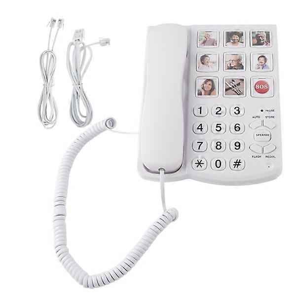 LD‑858HF Large Button Phone Enhanced Photo Memory Corded Landline Phone for Seniors Elderly