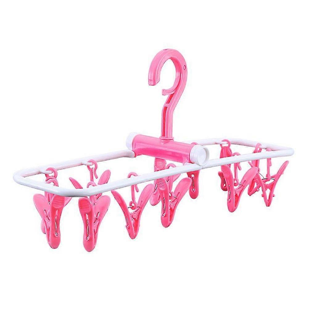 Foldable Laundry Hanger With Clips Drip Dry Rack For Bras And Pink Space Saving Air Drying Solution