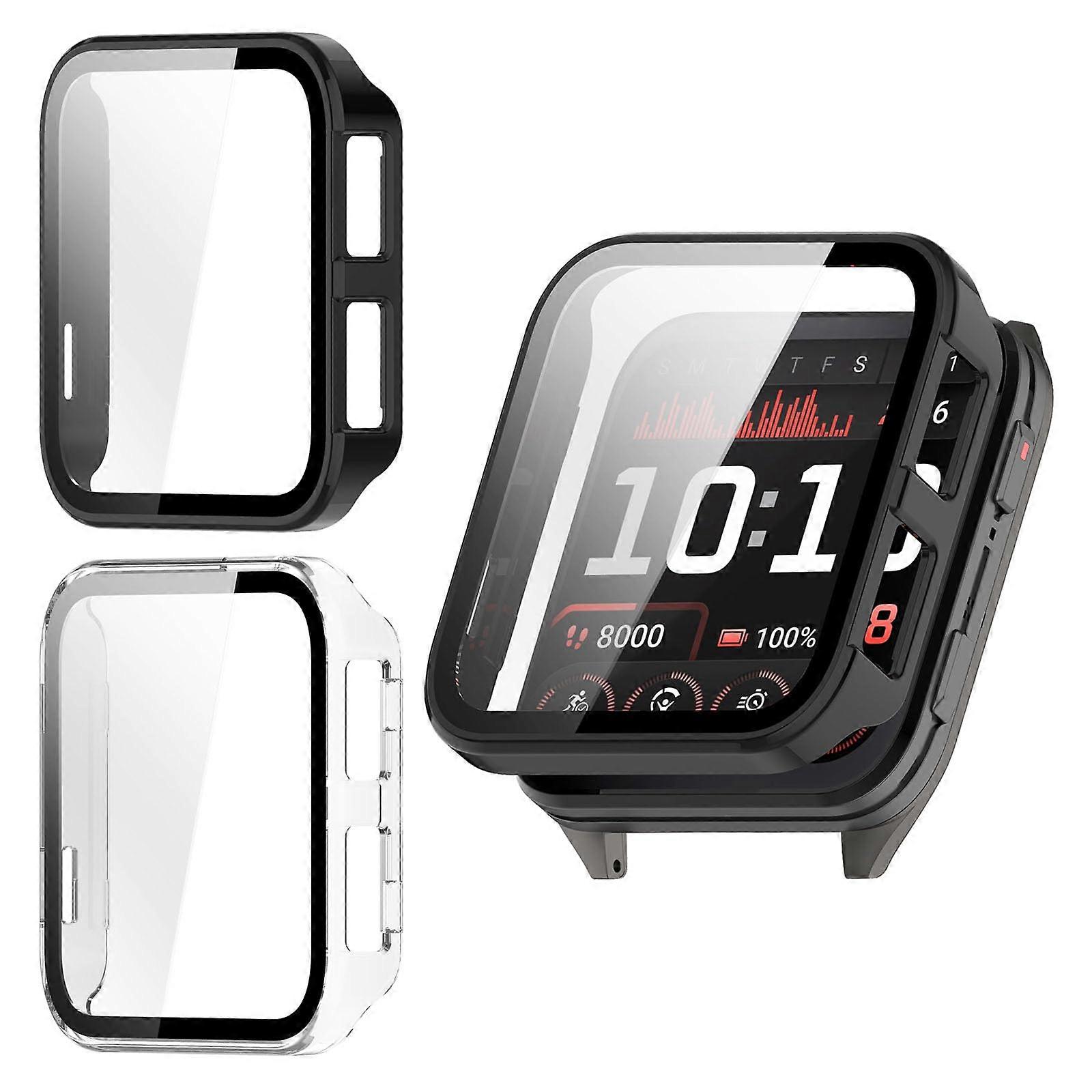 2 Pack Screen Protector Case with Full Coverage Builtin Tempered Glass Clear and Black for Garmin Venu X1