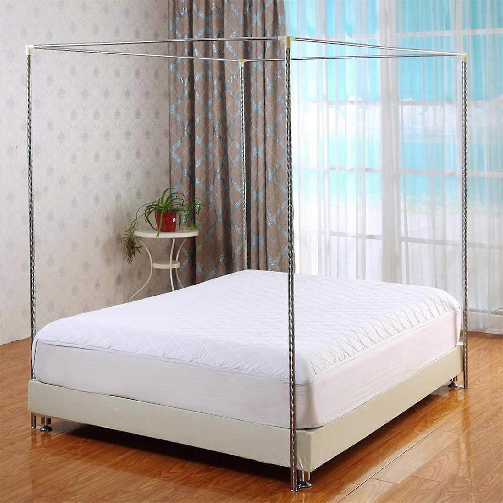 Stainless Steel Canopy Bed Frame with Mosquito Net Support for Full Size Double Platform Beds