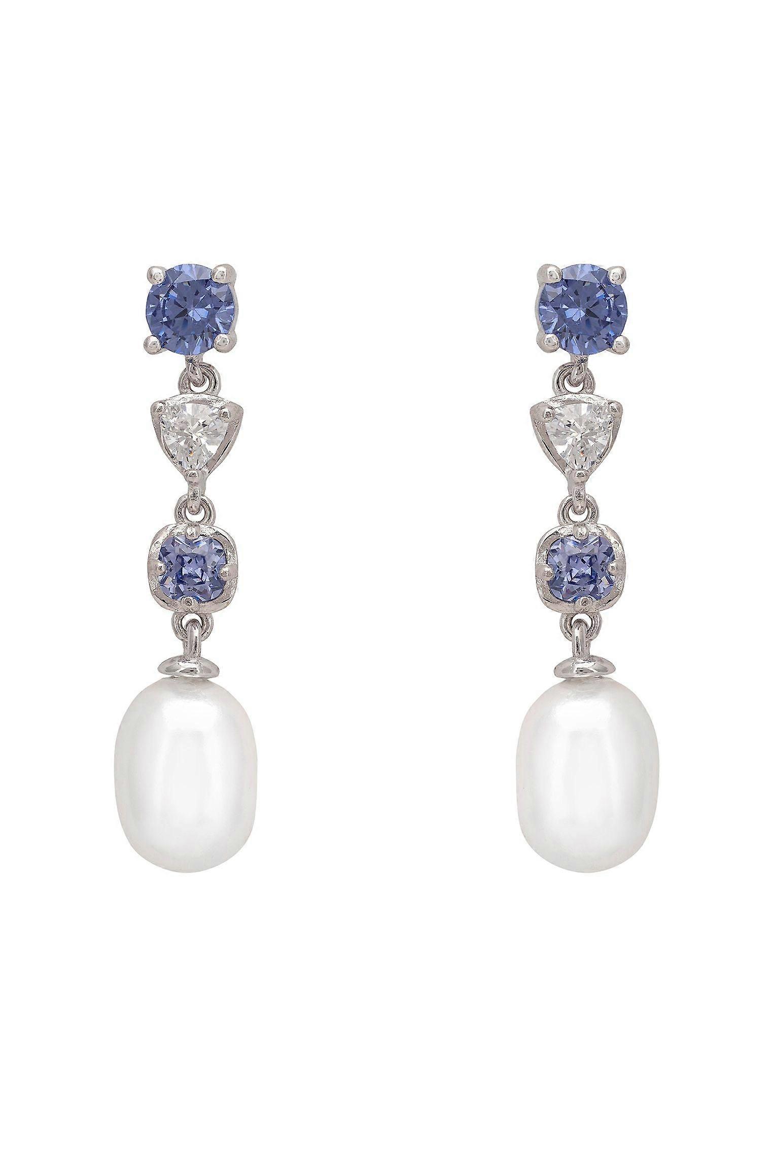 Pearl Whisper Drop Earrings Tanzanite Silver