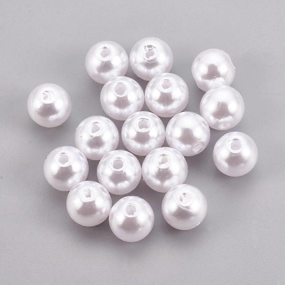 Plastic Imitation Pearl Beads Round White 4mm Hole: 1.6mm