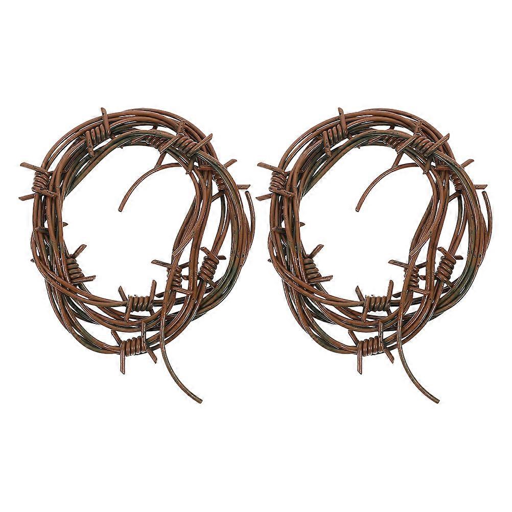 Brown Plastic Barbed Wire for Party Decoration with 2Pcs PVC