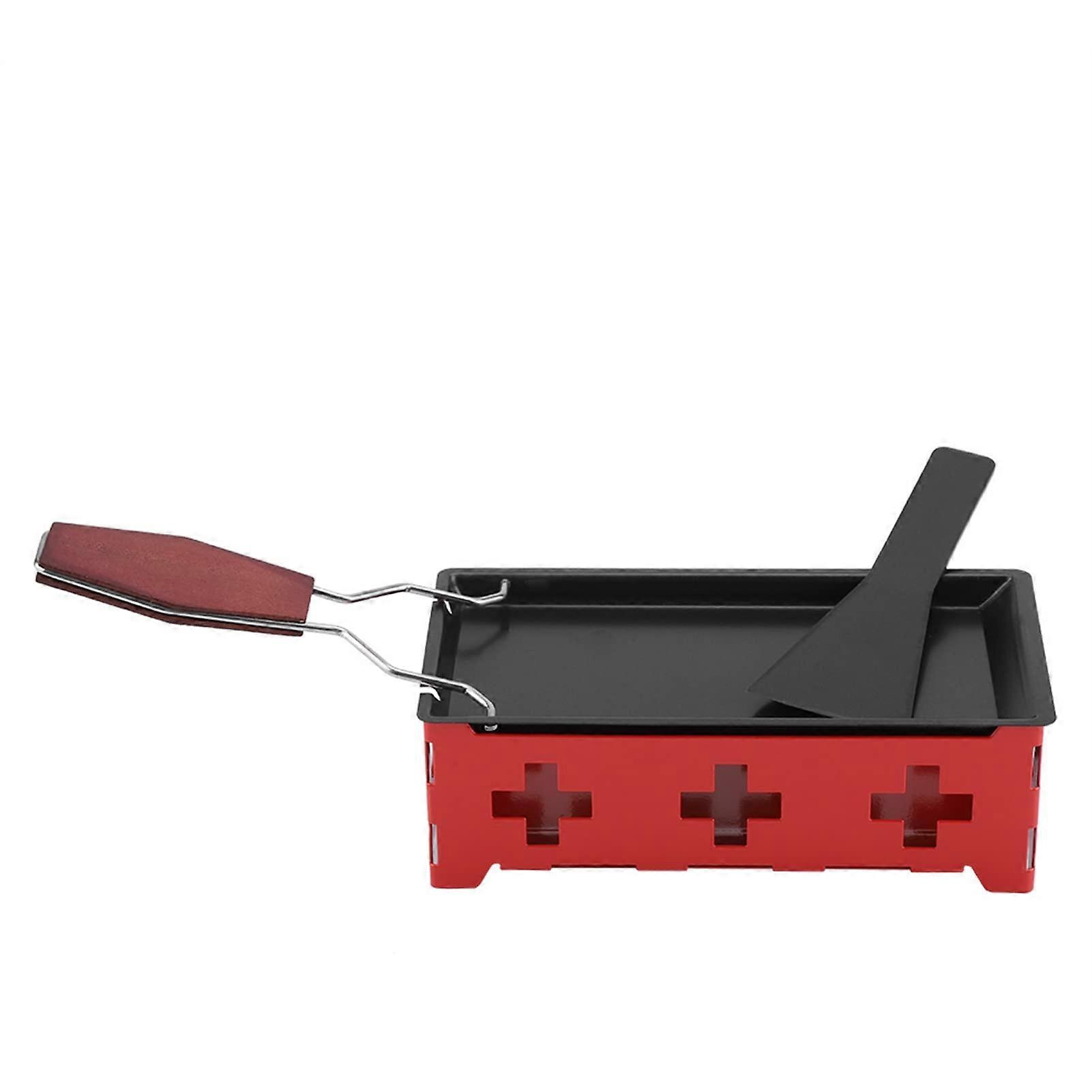 Raclette Grill with Spatula, NonStick Coating for Even Cheese Melting, Foldable Handle Design