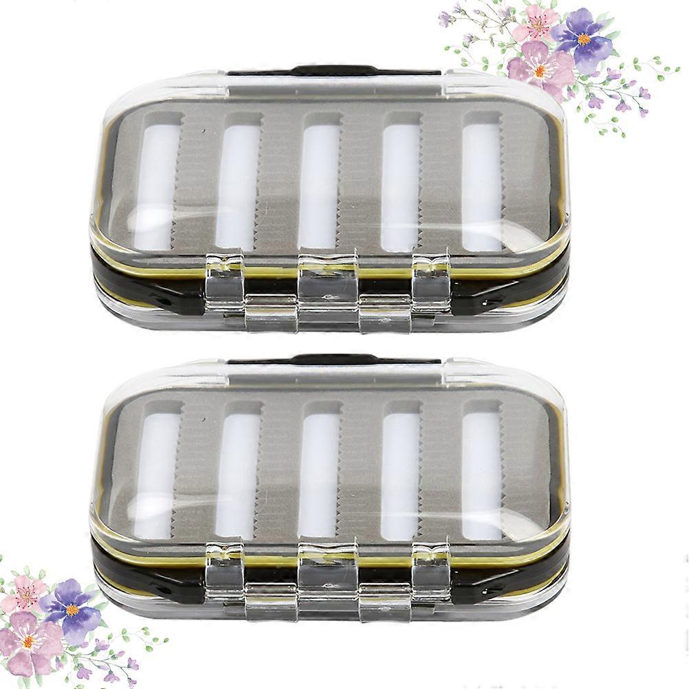 Fishing Tackle Storage Case Box Black Rectangular Shape Type A 4.1×3×1.3in Secure Locking System 2Pcs