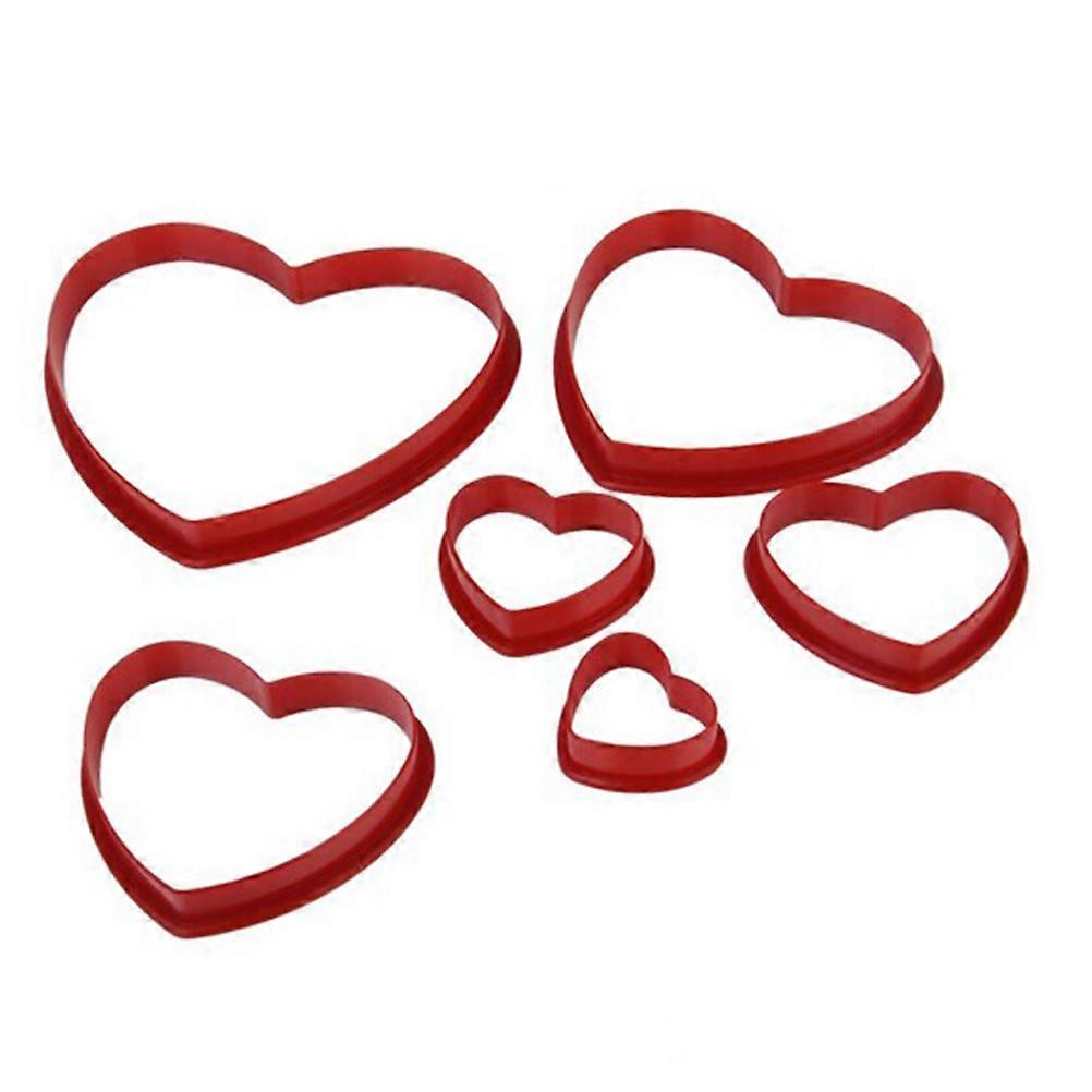 Heart Shape Cookie Cutters Set for Baking 6Pcs Red Cookie Tools