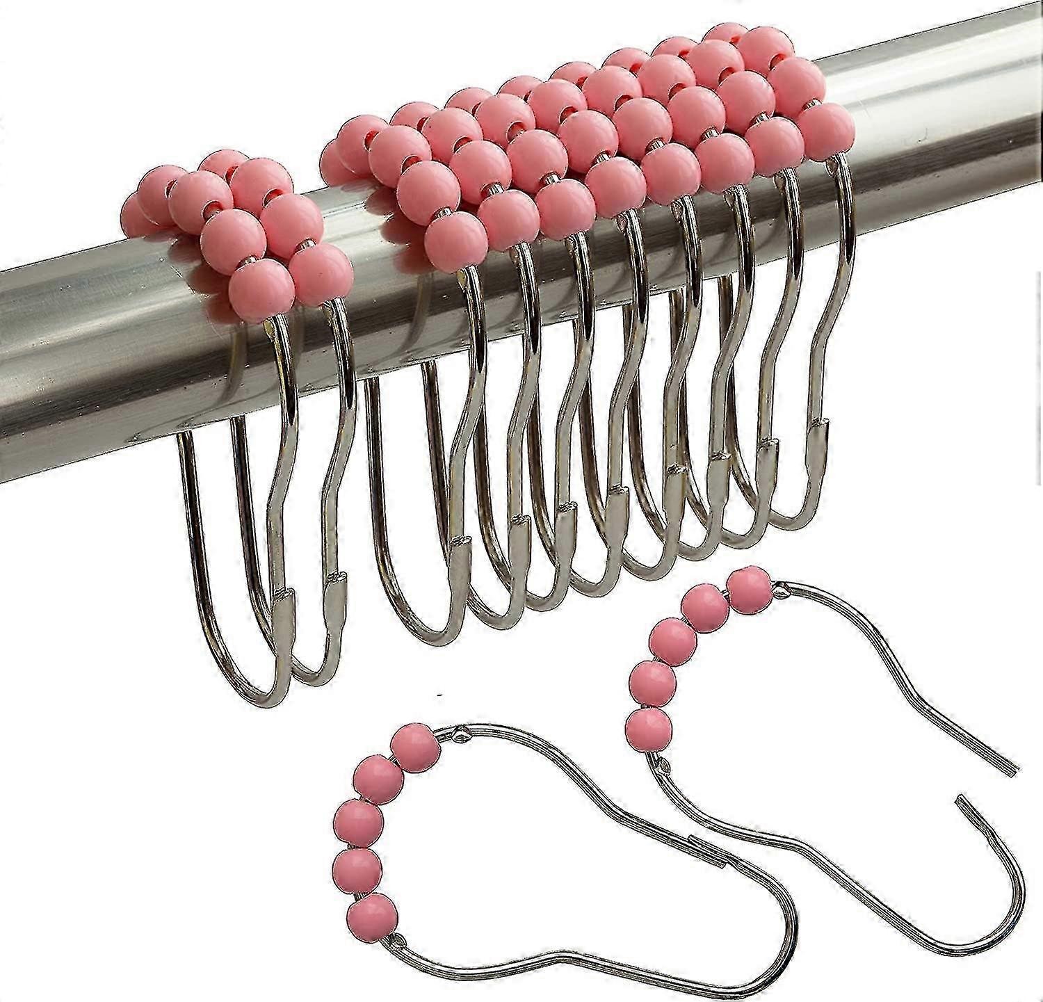 shower curtain hooks rings (pink) 2025