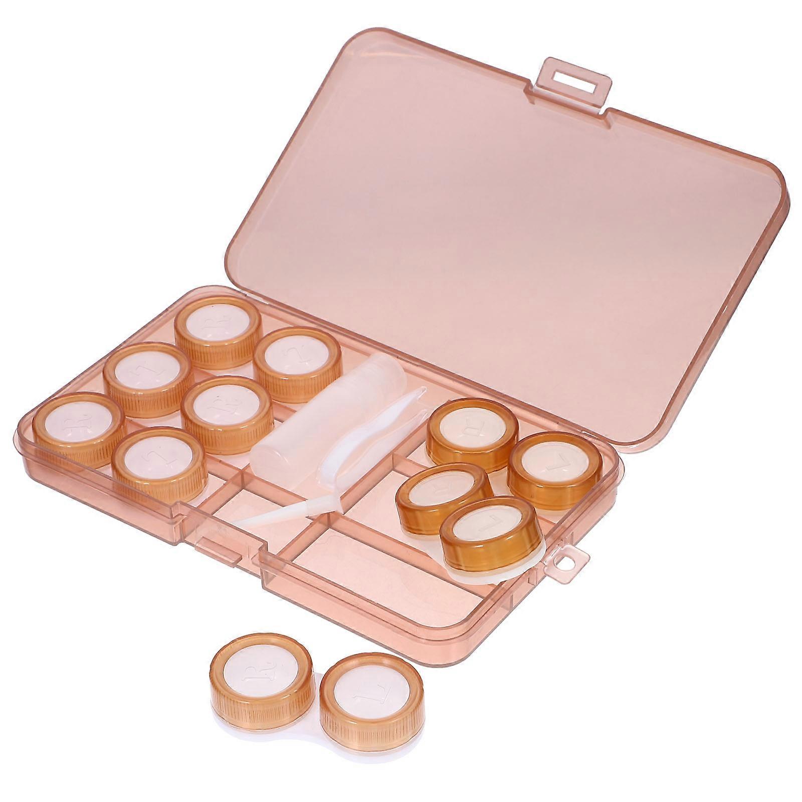 Brown Contact-Lens Case Portable Lens Box for Storage Use 1Set