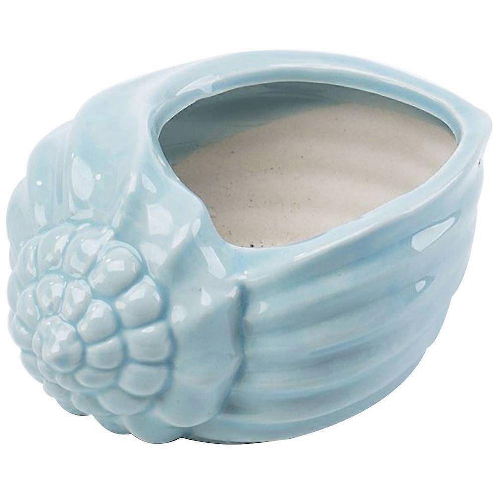Mediterranean Style Ceramic Flowerpot for Storage 1Pcs Conch Shape Blue