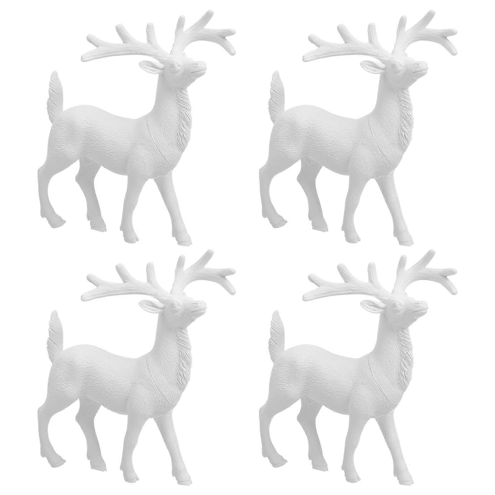 Christmas Deer Decorative Accessory Miniature Model for 4Pcs White Desktop