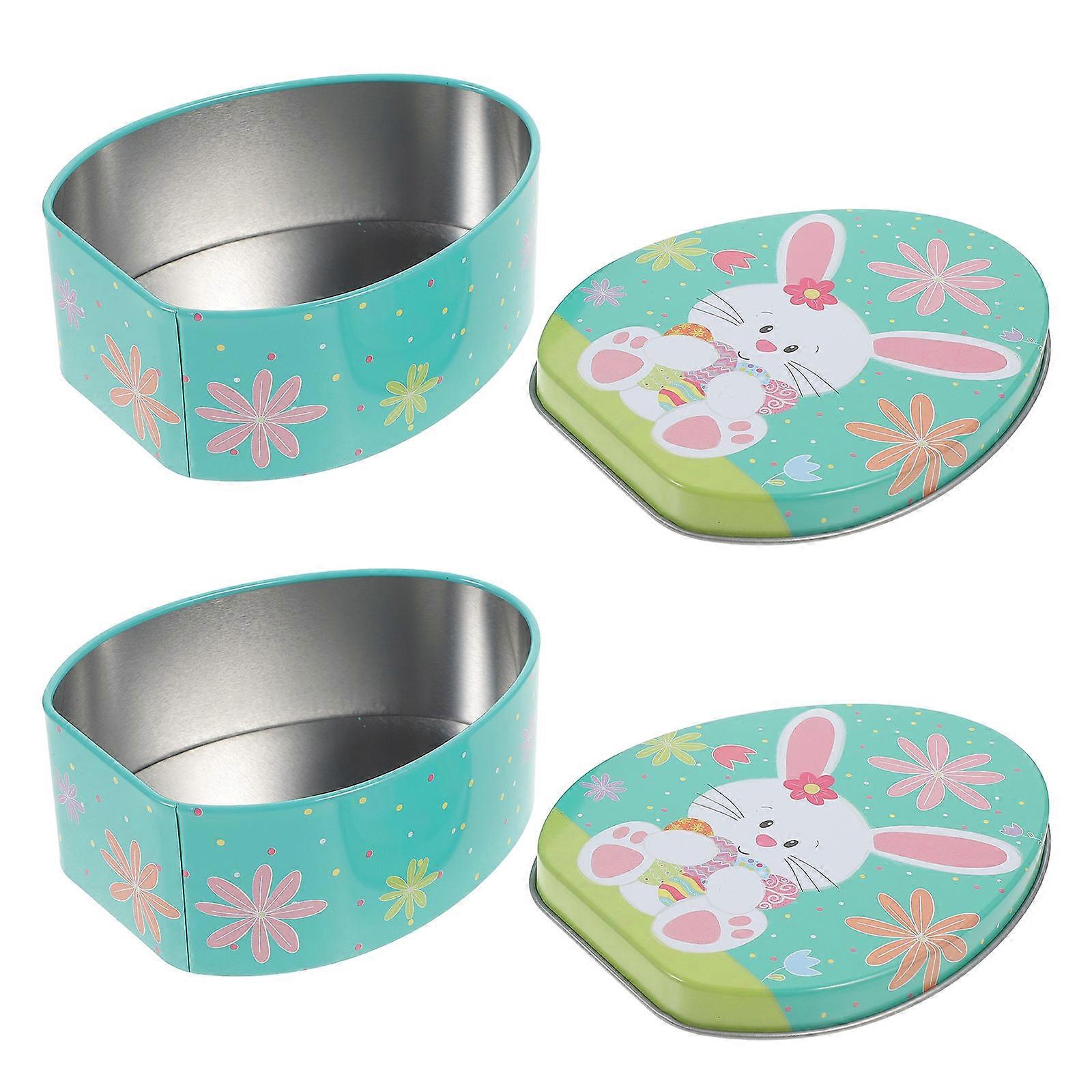 Box Egg Shaped for Storage Use 2Pcs Green Iron Candy Holder