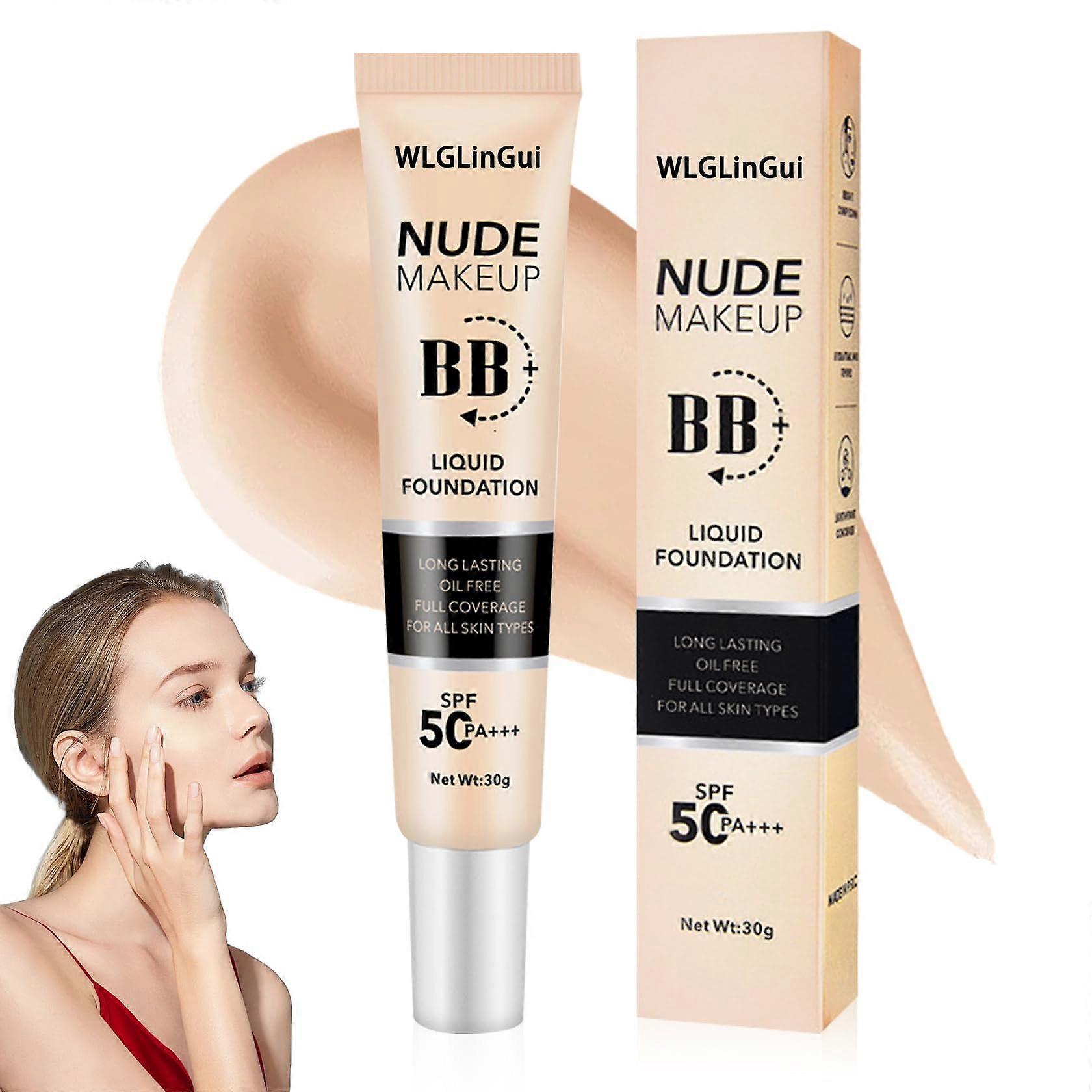 BB Cream with SPF 50+ PA++++ Moisturizing Full Coverage Foundation Concealer Natural Long Lasting