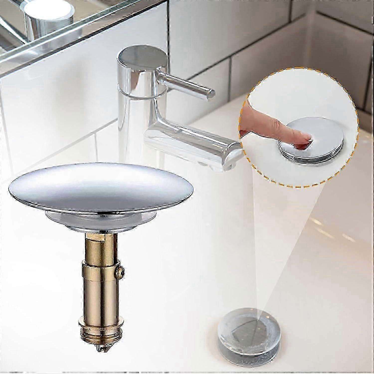 Pop Up Bath Plug - Universal Sink Plug 66mm Push Stopper