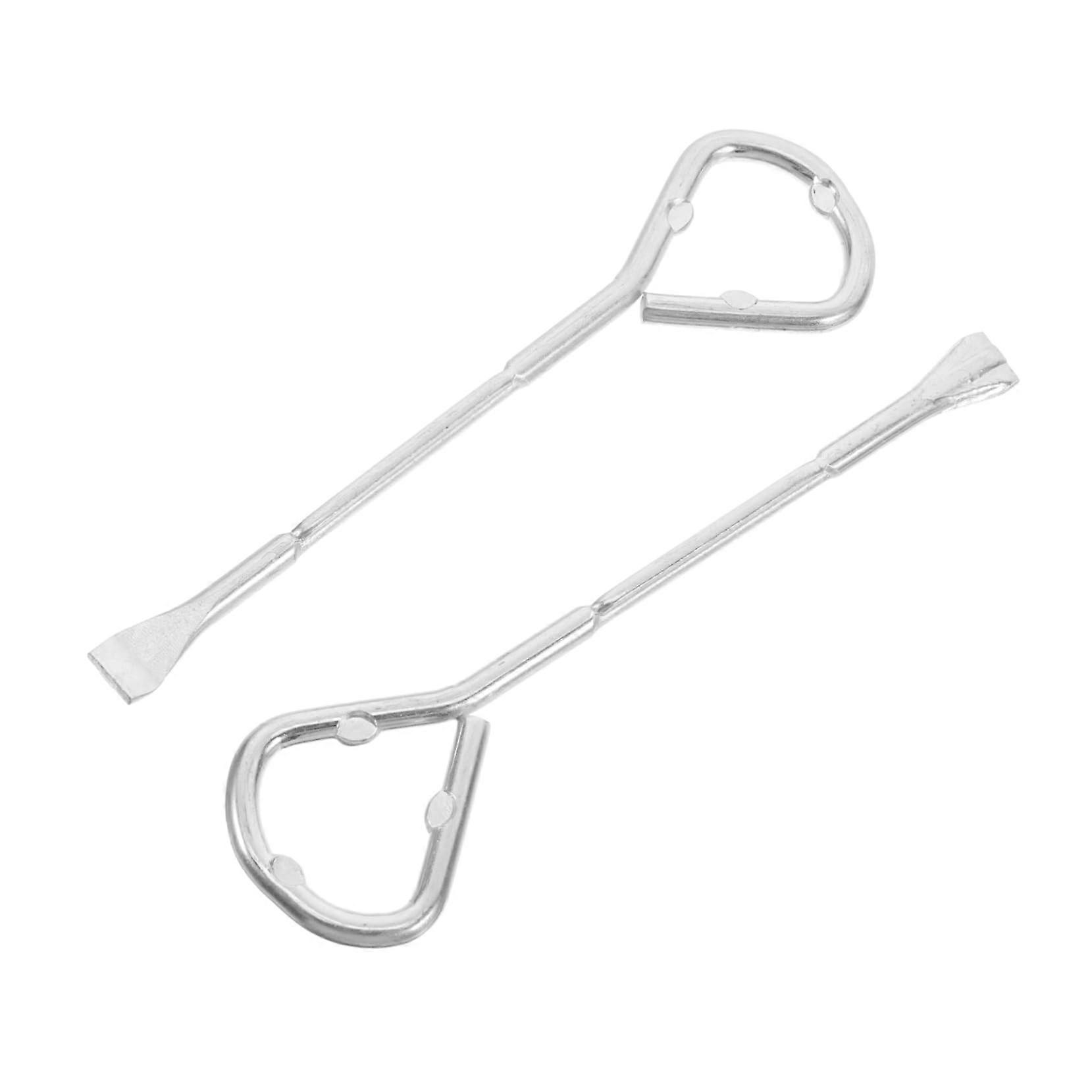 2pcs Paint Can Opener Set, Metal MultiPurpose Lid Opening Tool with Ergonomic Grip, Silver