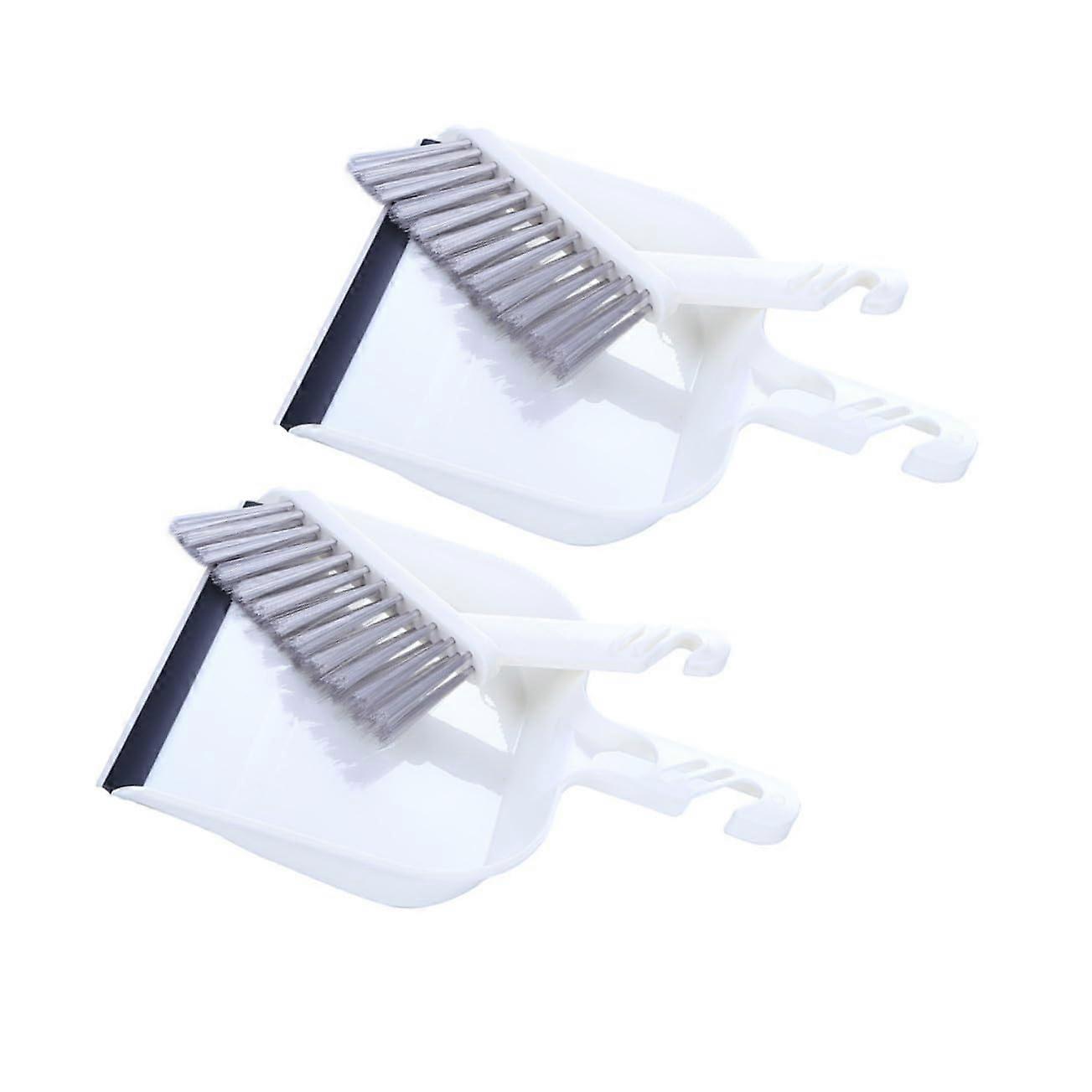 2 Sets Mini Broom and Dustpan Set for Desk Keyboard MultiSurface Cleaning Compact Lightweight White