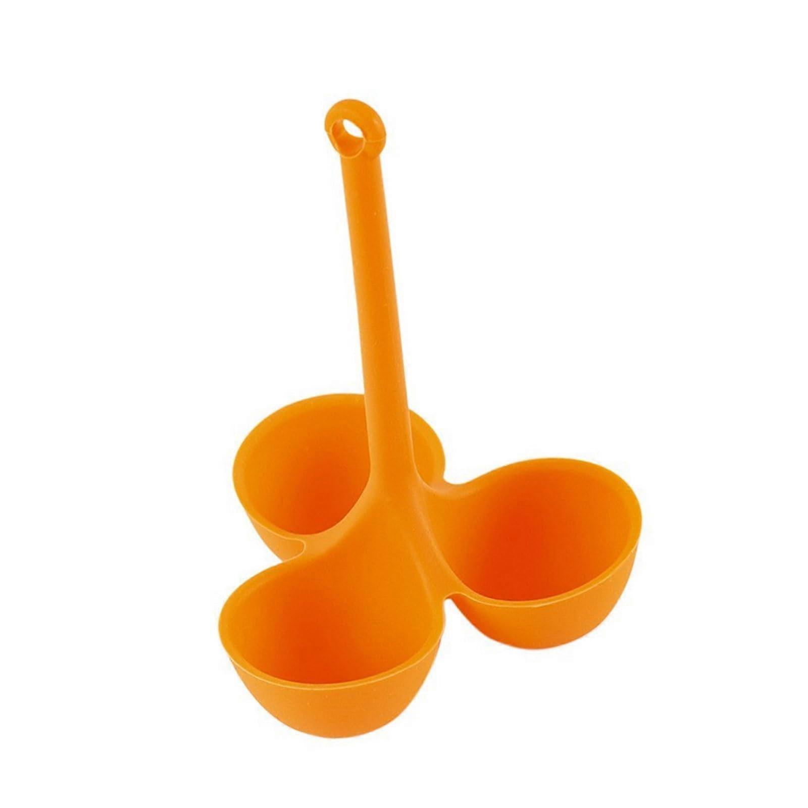 Egg Poacher Silicone Egg Boiler with Handle for Pots and Pans Quick Breakfast Orange