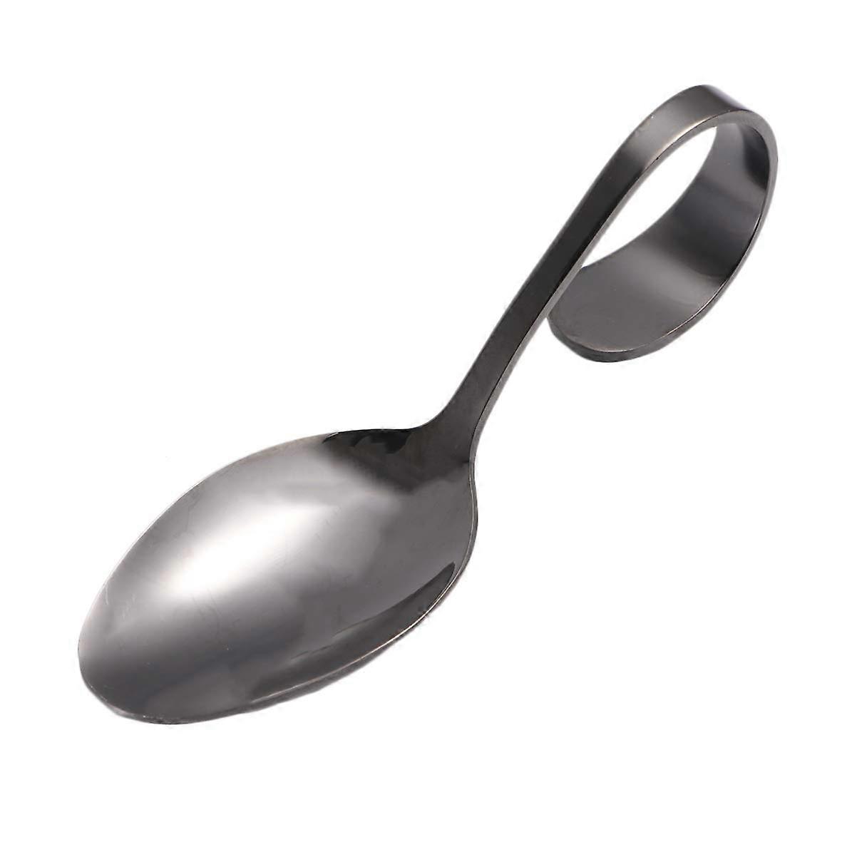 Stainless Steel Long Handle Spoon with Ergonomic Curved Grip for Dinnerware Sets