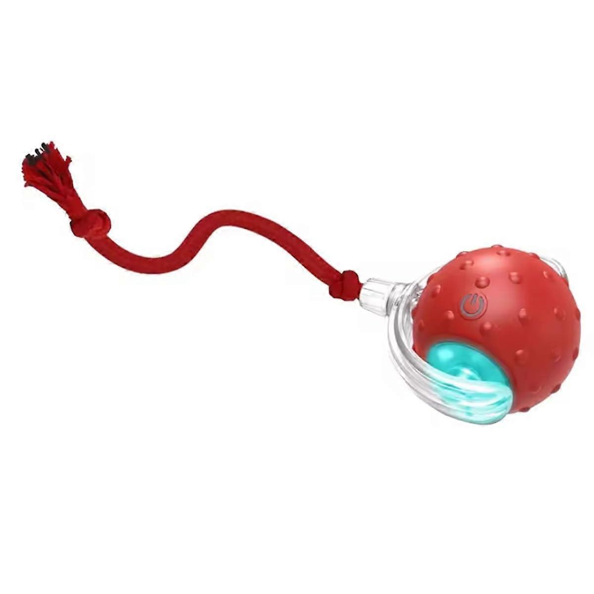 Interactive Cat Toy Ball Automatic Rolling USB Rechargeable ChewProof Design for Indoor Cats (Red)