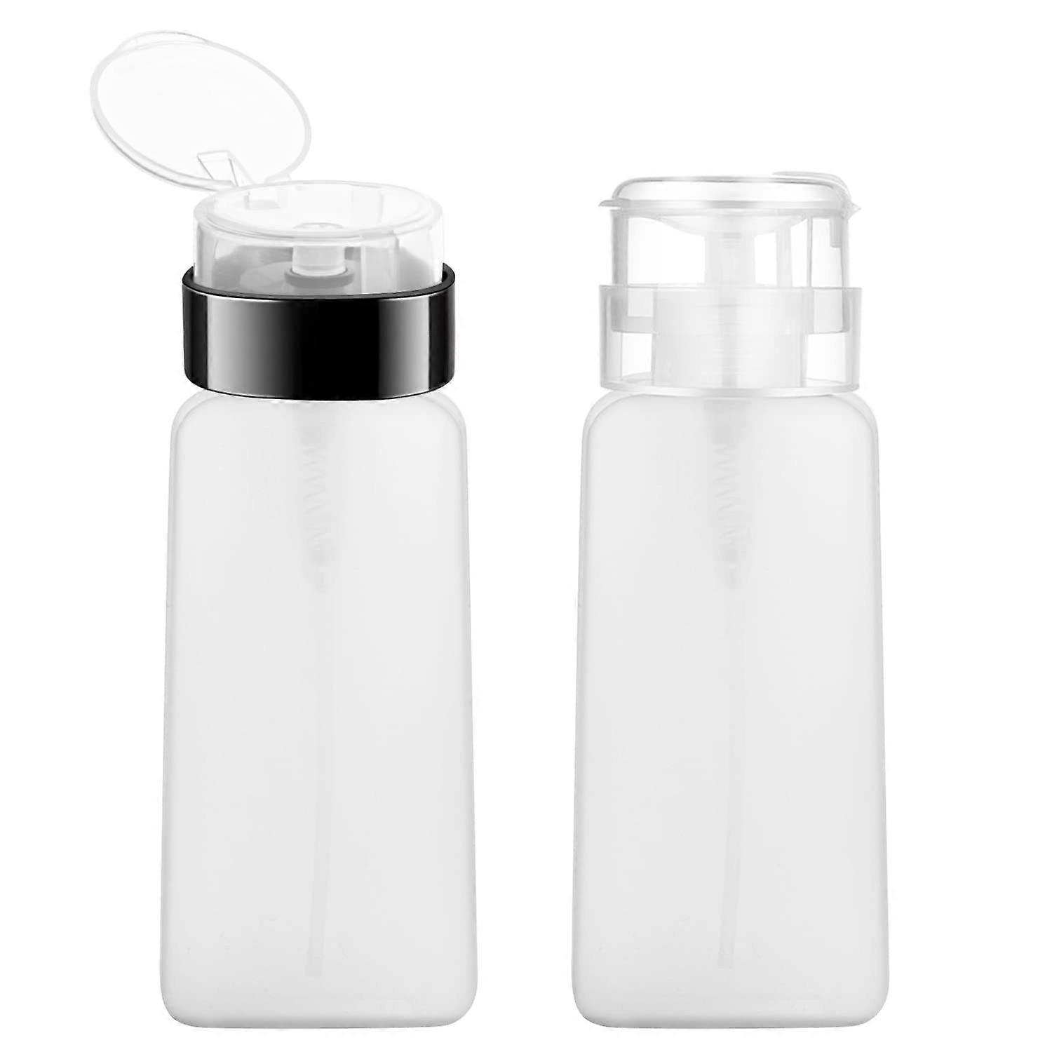 2 Pack 250ml Lockable Pump Dispenser Bottles for Nail Polish Remover and Alcohol