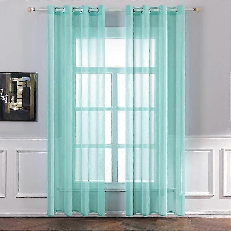 Sheer window curtains 2 panels linen look 140x160 cm