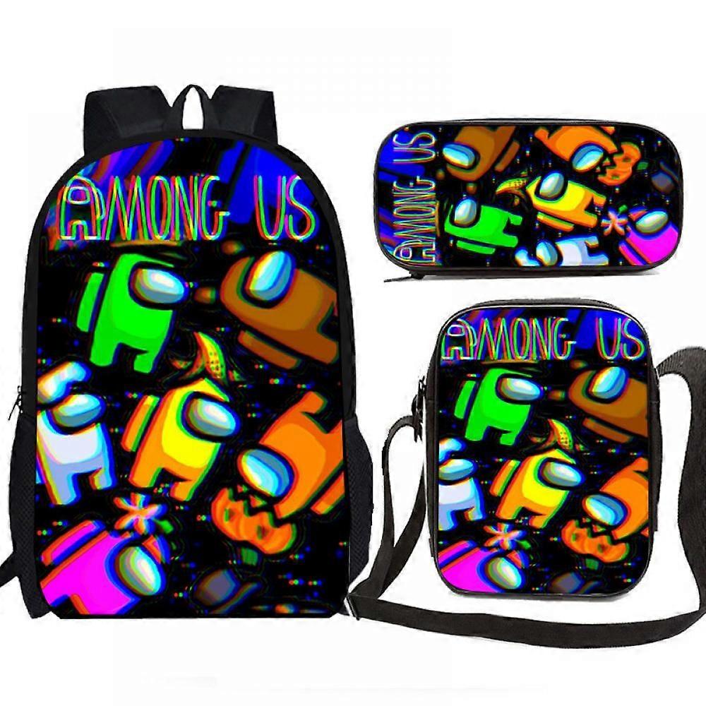 Space Werewolf Among Us Schoolbag Three-piece Set, Student Backpack Hanging Bag