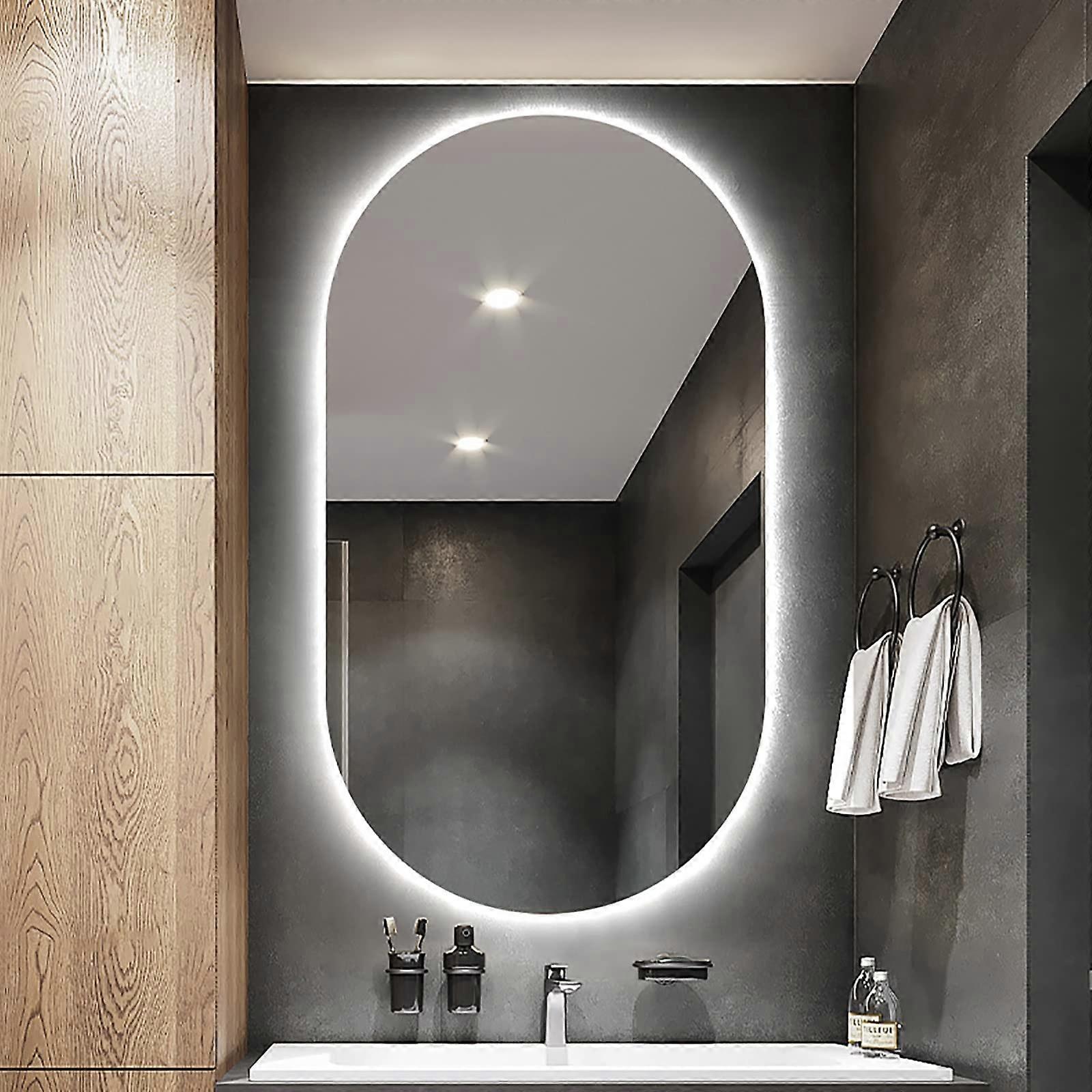 LED Bathroom Mirror Oval Wall Mounted Backlit Waterproof Lighting for Makeup 50x80cm White