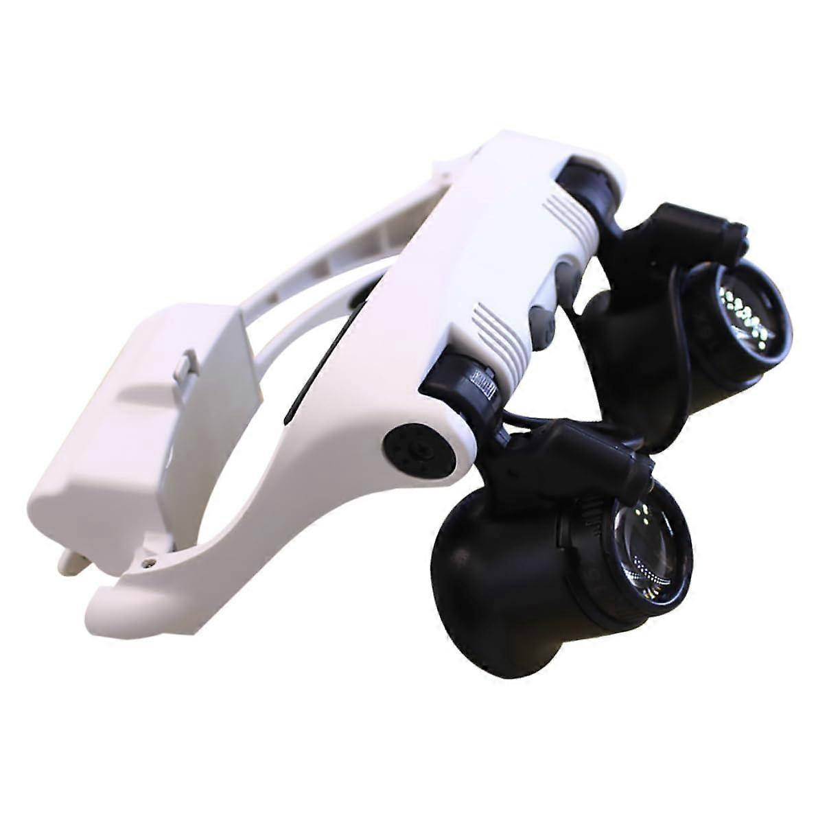Head Mounted Magnifying Glasses with LED Light for Jewelry and Electronics , White