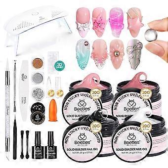 Beetles Solid Builder Gel for Nails,4 Colors Clear Pink White 3D Sculpting Gel