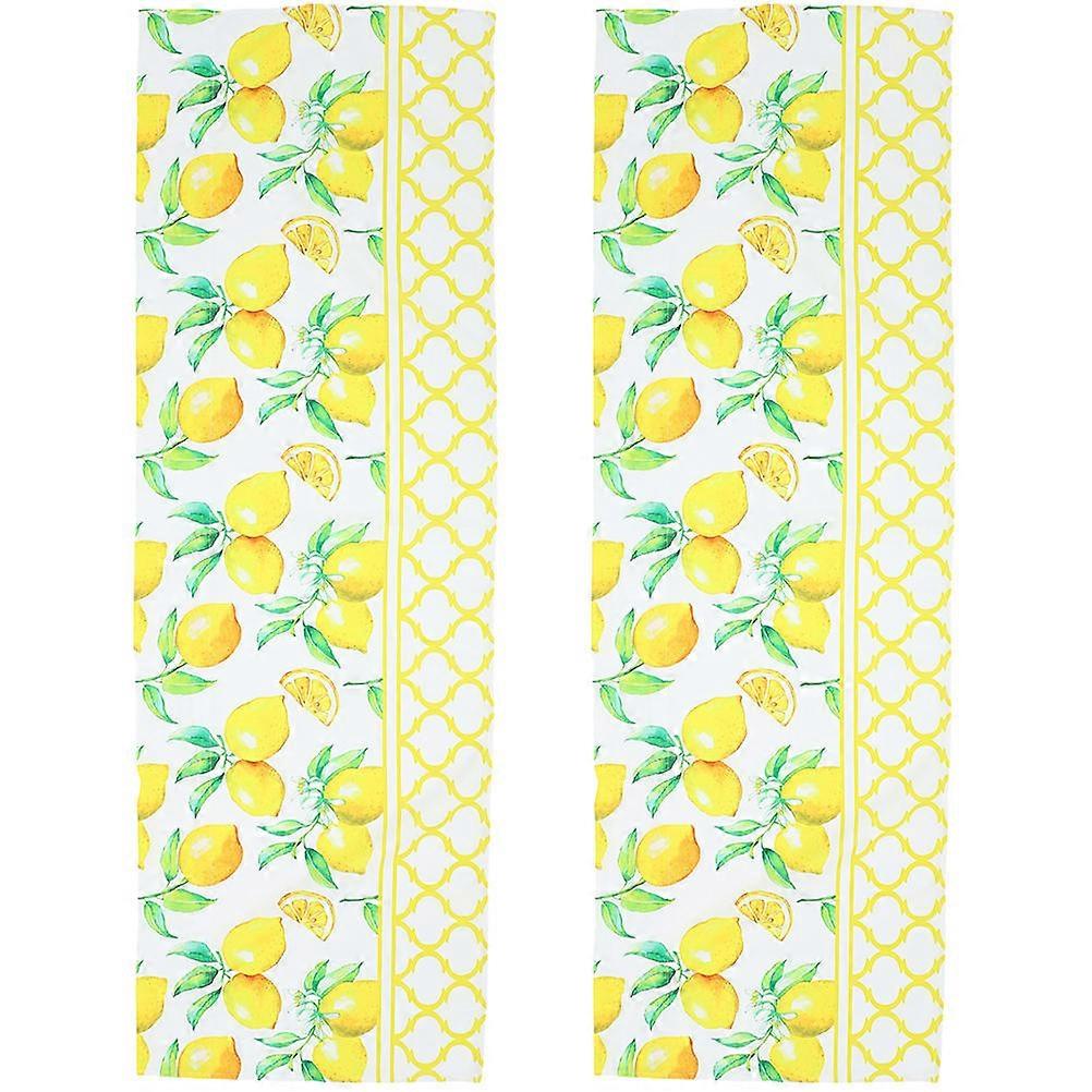 Kitchen Curtains Valances 2Pcs Lemon Pattern Rectangular Short Curtain Valance For Homeowners Kitchen Living Room Easy Installation