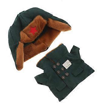 Jaqueta militar para boneca, roupa de decoração, 1 conjunto de casaco de inverno com chapéu verde.