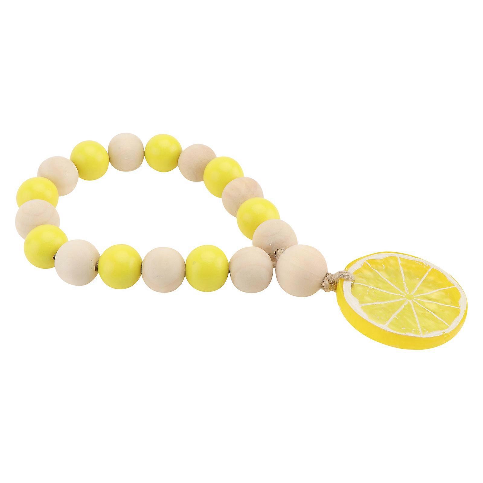 Wood Beads String Pendant Yellow Decorative Hanging Accessory 1Pcs
