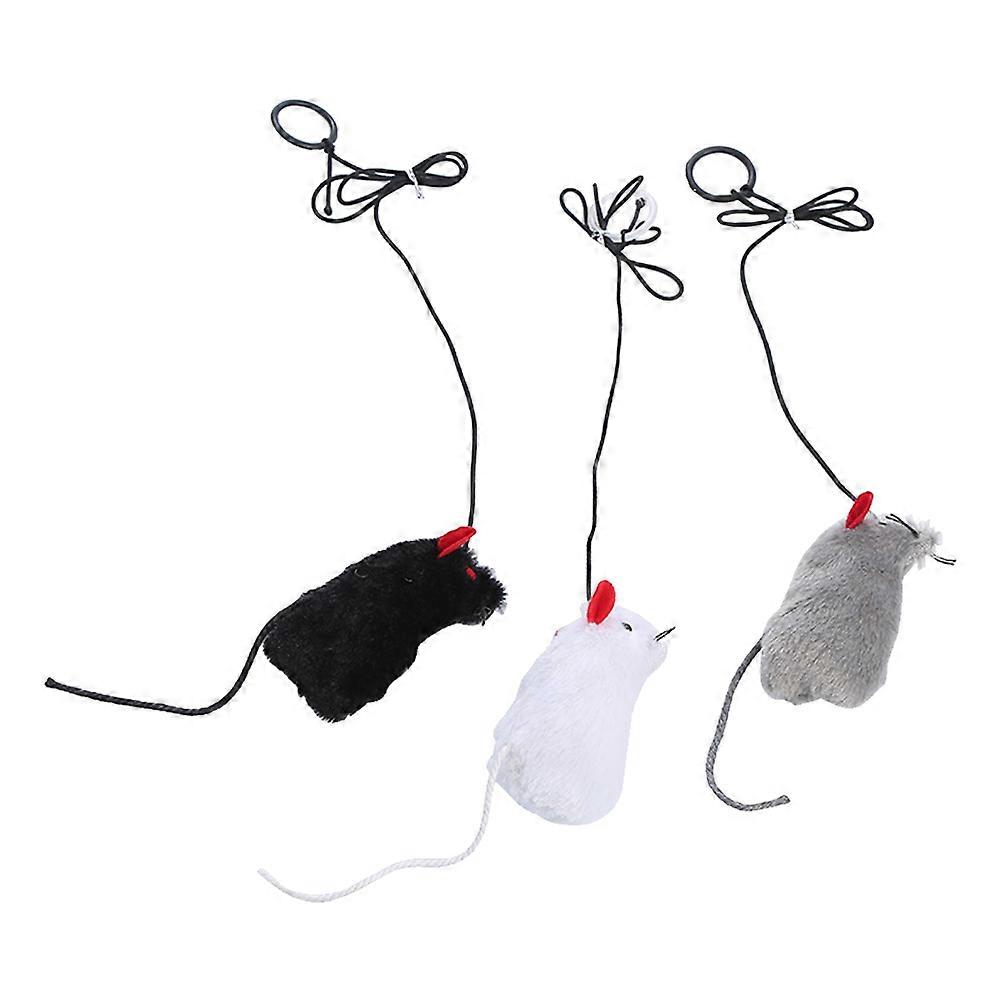 Vocalizing Cat Toy Mouse Shape Cat Interactive Toy with Pull Ring 3Pcs