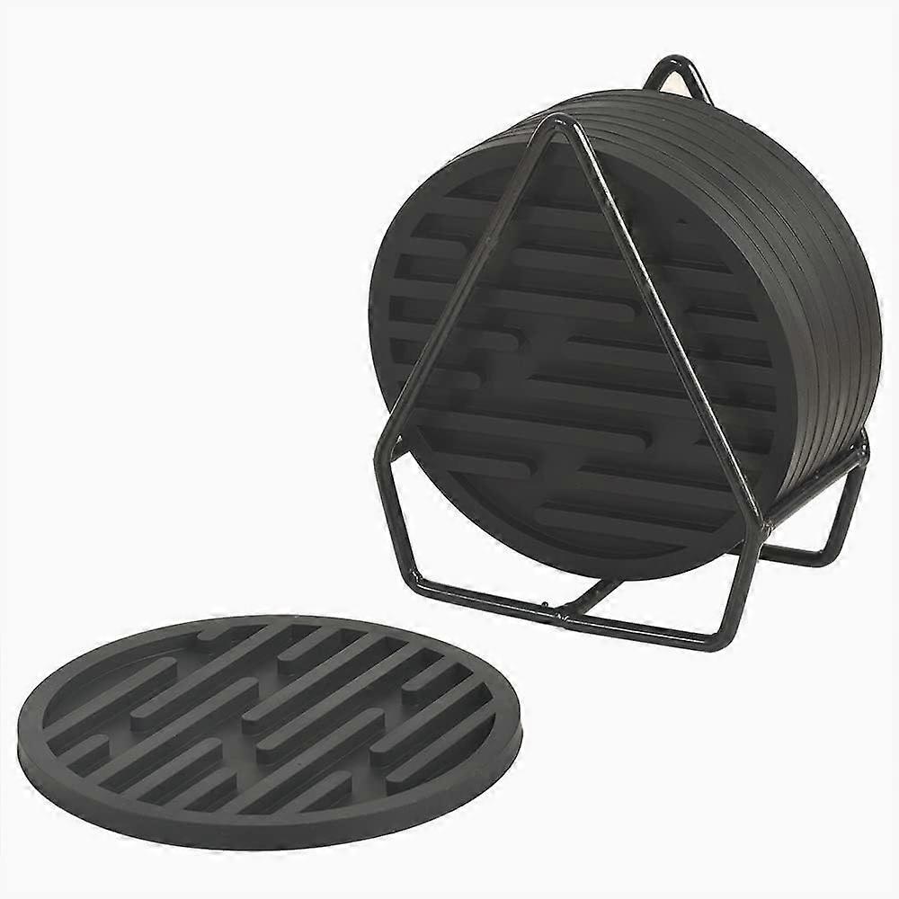 9-piece silicone coaster set with grooves