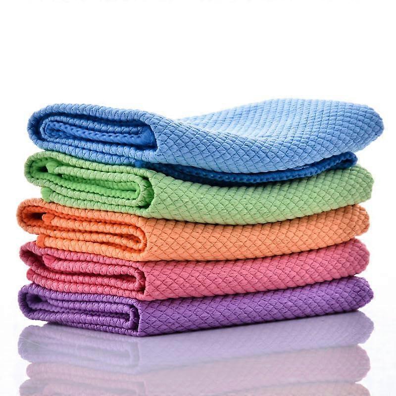 Waffle Weave Microfiber Cleaning Cloths 5 Pack Multicolor QuickDry Absorbent Towels
