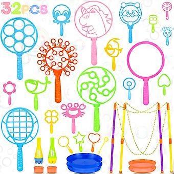 Set van 32 grote bellenblaasstokjes, gigantische bellenblaasstokjes met dienblad voor kinderen, zomerspeelgoed voor buiten, bellenblaasfeestje, bellenblaasmachine in bulk voor kinderen en peuters.