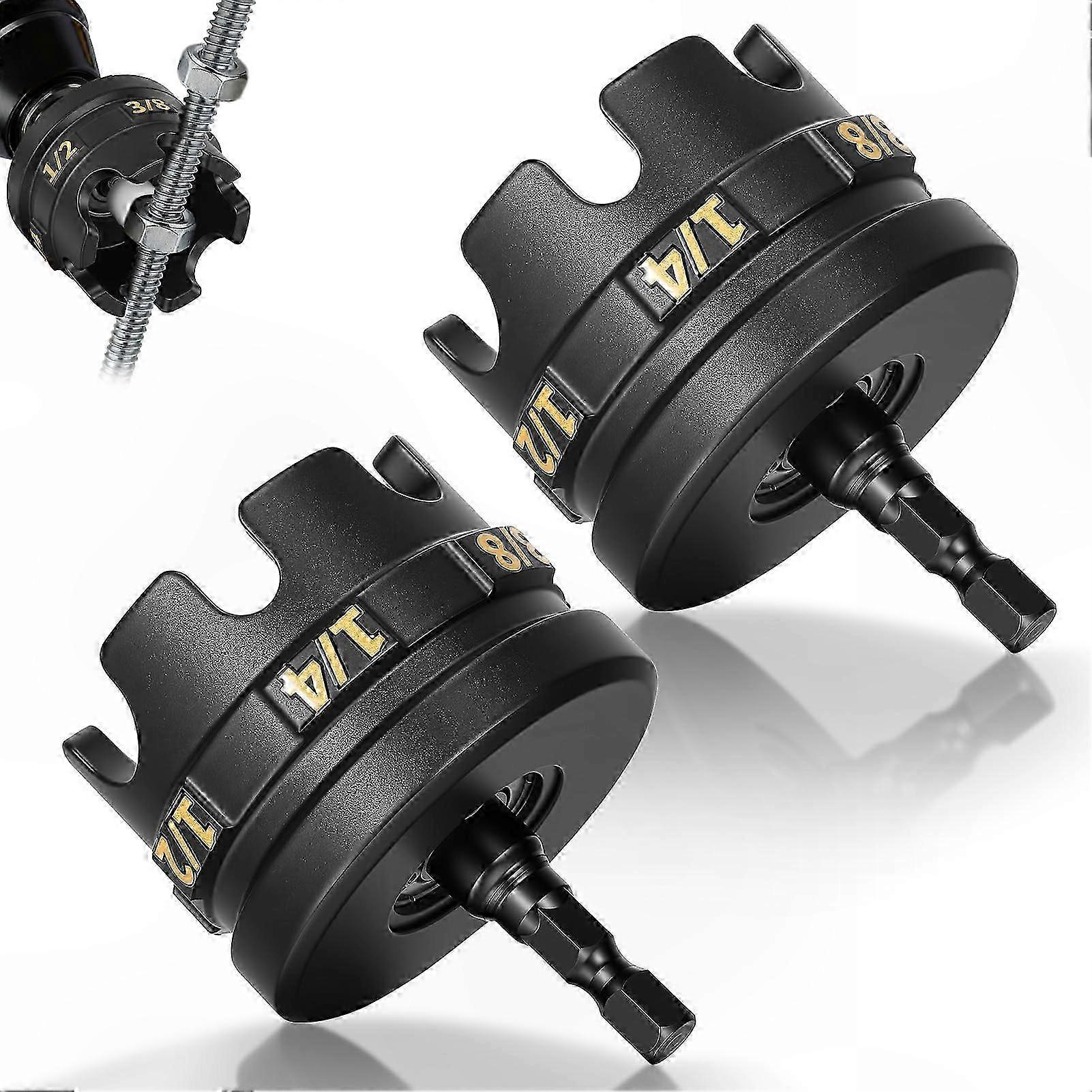 2-Pack Nut Driver Drill Adapter for 1/4 3/8 1/2 Inch Threaded Rods Quick Nut Removal Tool