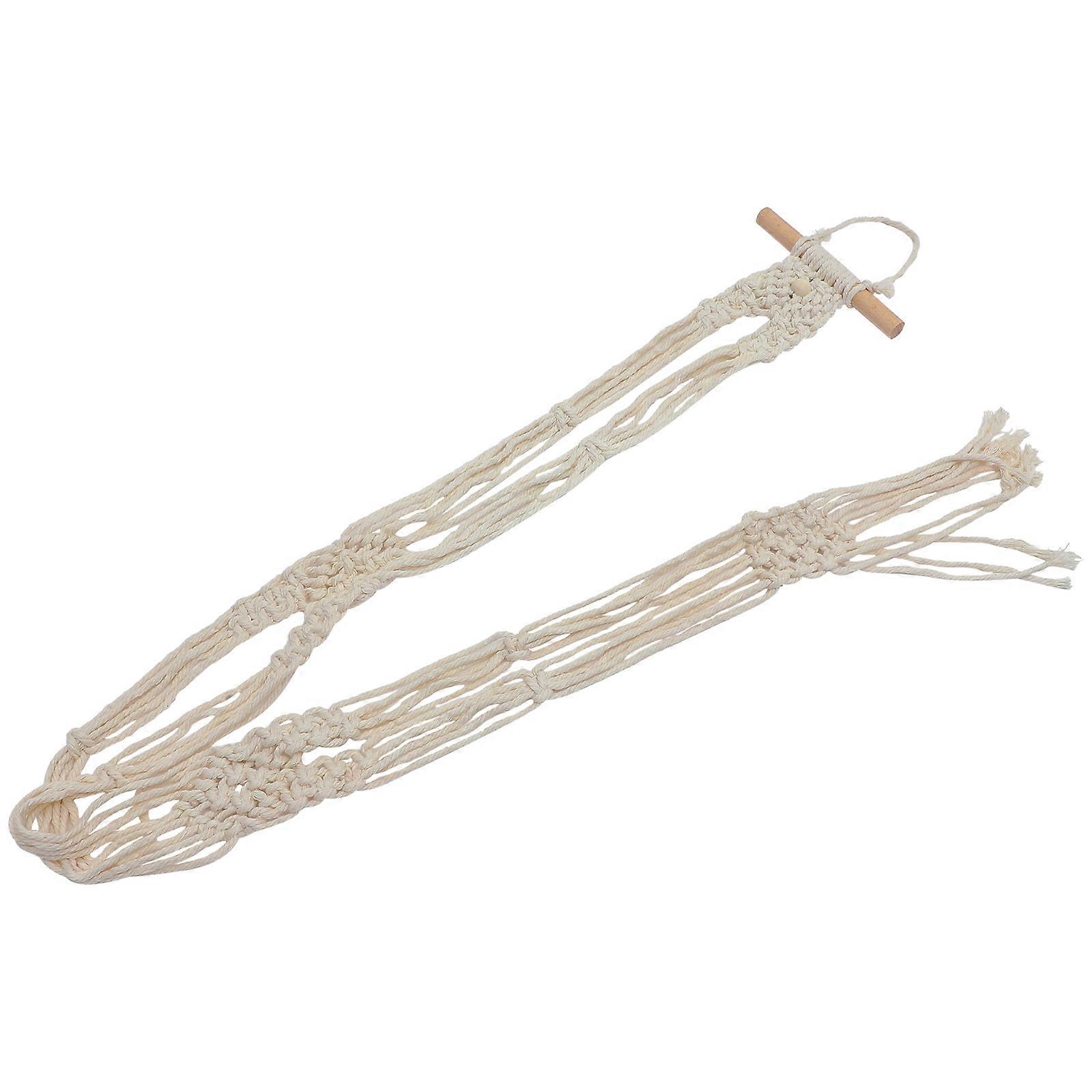 Wall Hanging Macrame Hat Storage Holder 4Pcs Beige Cotton Rope