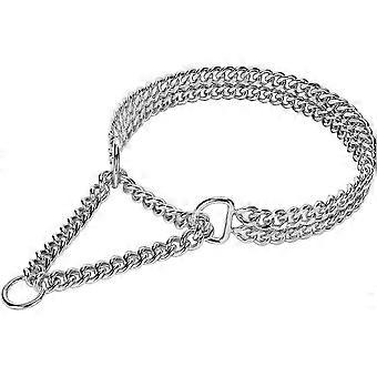 Silver Dog Chain Collar, Stainless Steel, Adjustable, Walking, Metal Cuban Link