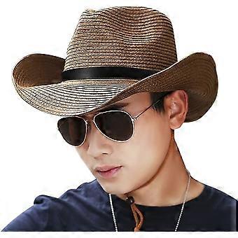 Mannen Cowboy Zonnehoed Opvouwbare Stro hoed Klassieke Western Newsboy Cap Zomer Breed