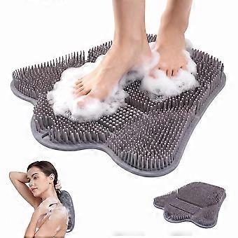 Silicone Foot Scrubber Mat Non-Slip Shower Foot Cleaner Back Exfoliating Massager Brush for Bath & Spa