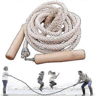 Corda de Pular de 3-10m para Crianças e Adultos, Corda de Pular Multijogador com Cabo de Madeira, Corda de Pular Dupla Holandesa para Fitness & Diversão