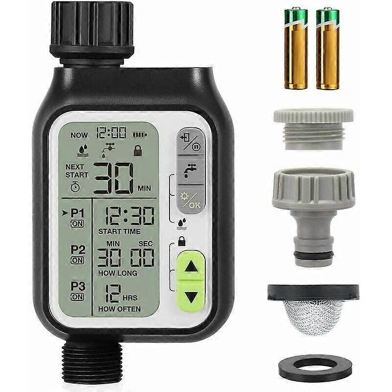 Automatic Watering Timer, Watering Timer, 3 Separate Irrigation Programs, Rain Sensor, Waterproof, Multiple Modes, 2 Batteries, Garden Irrigation