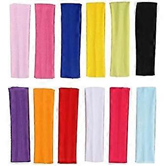 1 Pack Of 12 Pieces Head Band Sports Hair Band Portable Soft Elastic Head Band Fitness Hair Hoop Hair Wrap Nice For Sports Running Fitness Workout Yog