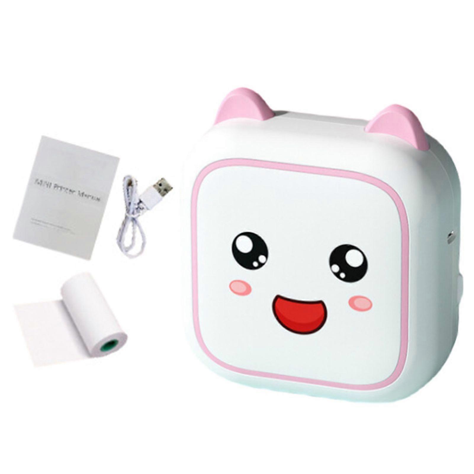 Students Inkless Pocket Printer Bluetooth-compatible Connection Cute Cartoon Receipt Printer Machine with 200DPI for Android Computer Portable Thermal