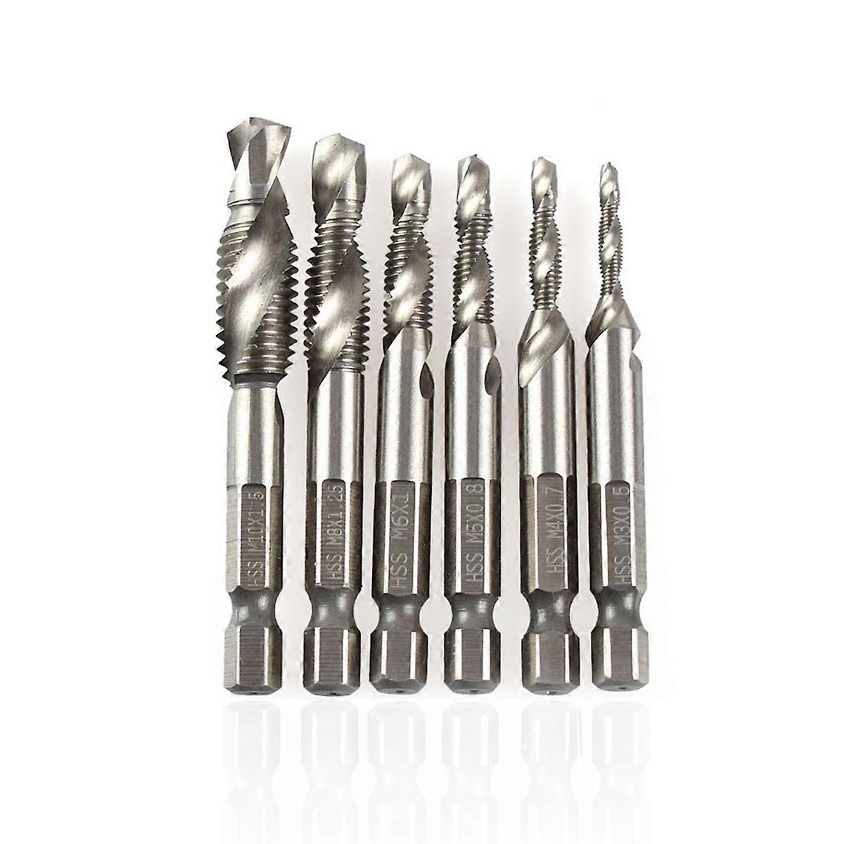 6PCS Multi-function Countersink Drill Bit Drill Tap Spiral Point Thread Combination Drill And Tap Bit Set