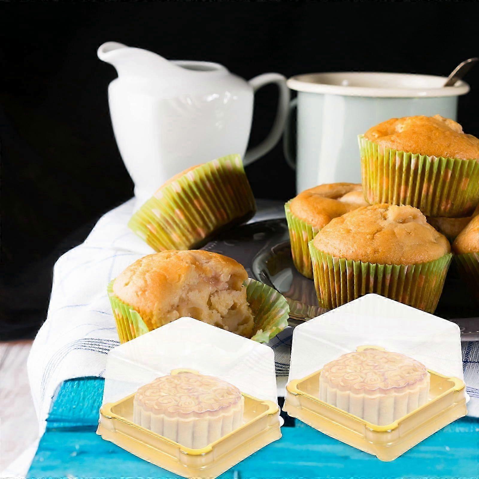 300 Pcs Cake Pan Clear Container Mini Cupcake Moon Box Stand