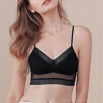 Low Back Comfort Lifting Bra Lace Bralette Bra Dot Mesh Ultra Thin Ladies Women Crop Top Bra