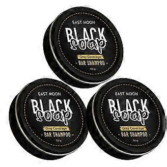 3pcs Men's Grey Coverage Bar Shampoo Hair Darkening Black Soap for Grey Hair Cover